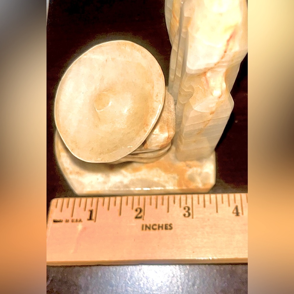 Vintage Stone Carved Onyx Sleeping Man In Desert with Sombrero Bookends - Picture 9 of 9